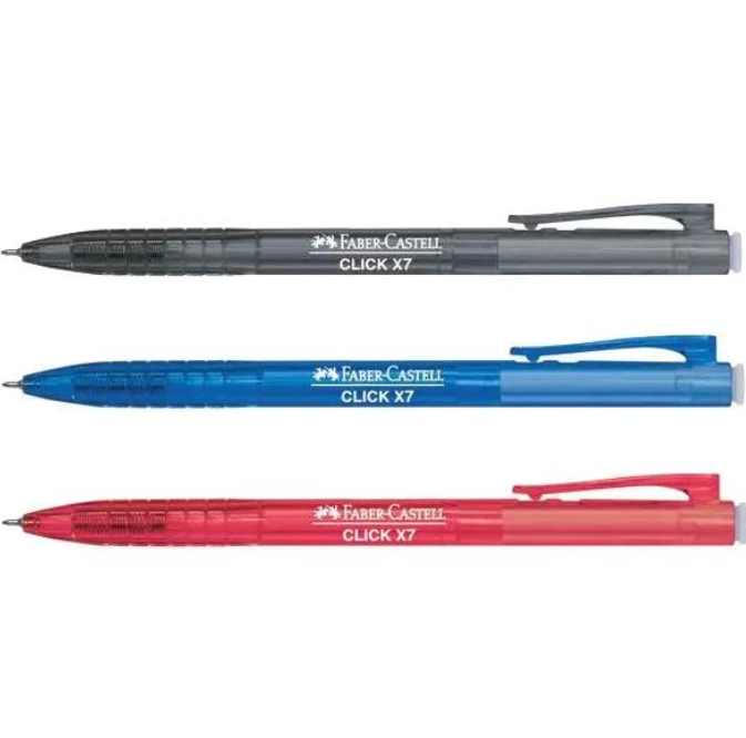 FABER-CASTELL CLICK X7 (F) 0.7MM BALL POINT PEN (BLACK/BLUE/RED) (60 PCS/BOX)