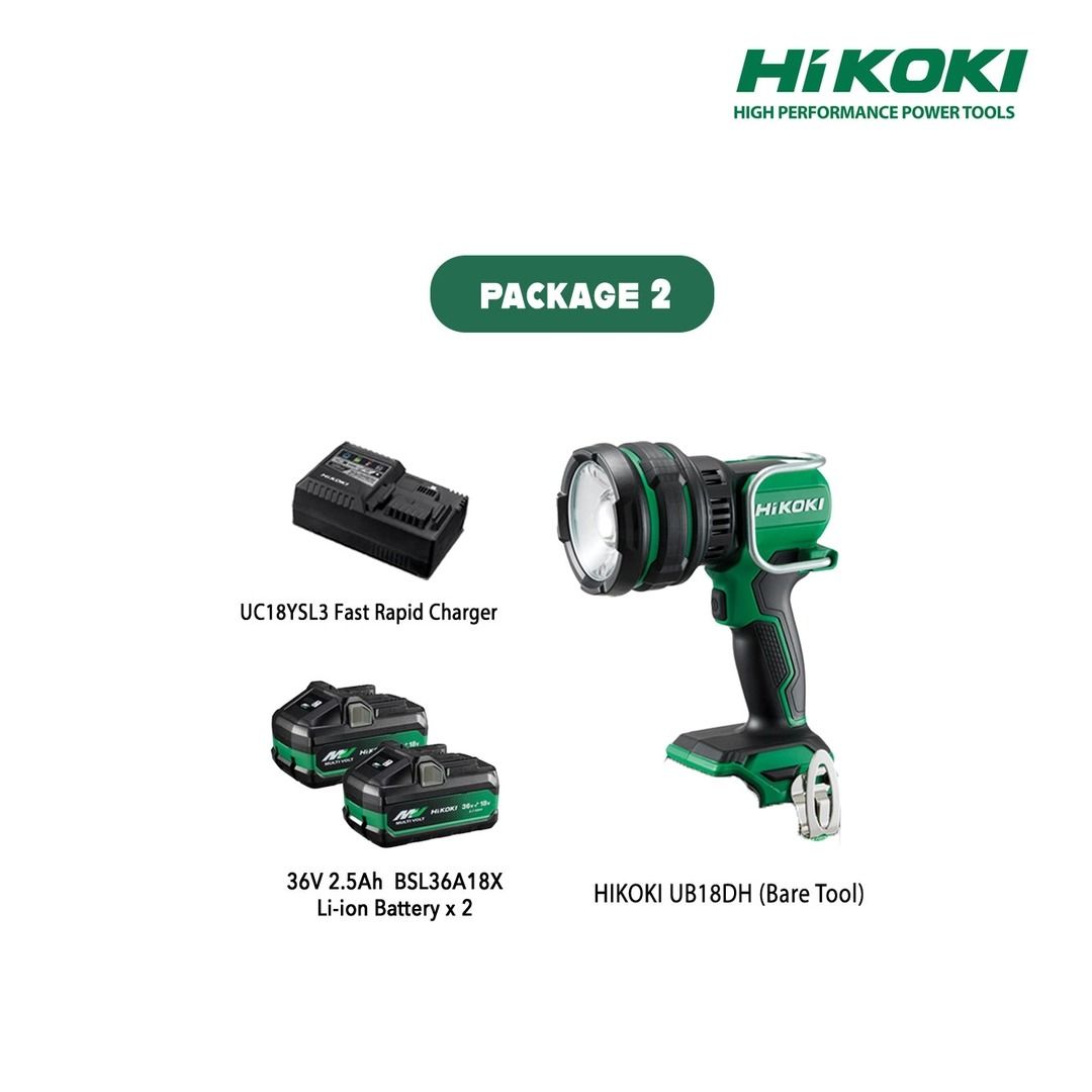 HIKOKI UB18DH 18V Cordless LED Spotlight With Hanging Hook 1050 Lumens UB 18DH