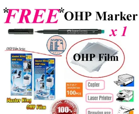Multi Purpose OHP Transparency Film A4 100 Micron (100pcs/pack)*Free 1 OHP Marker*