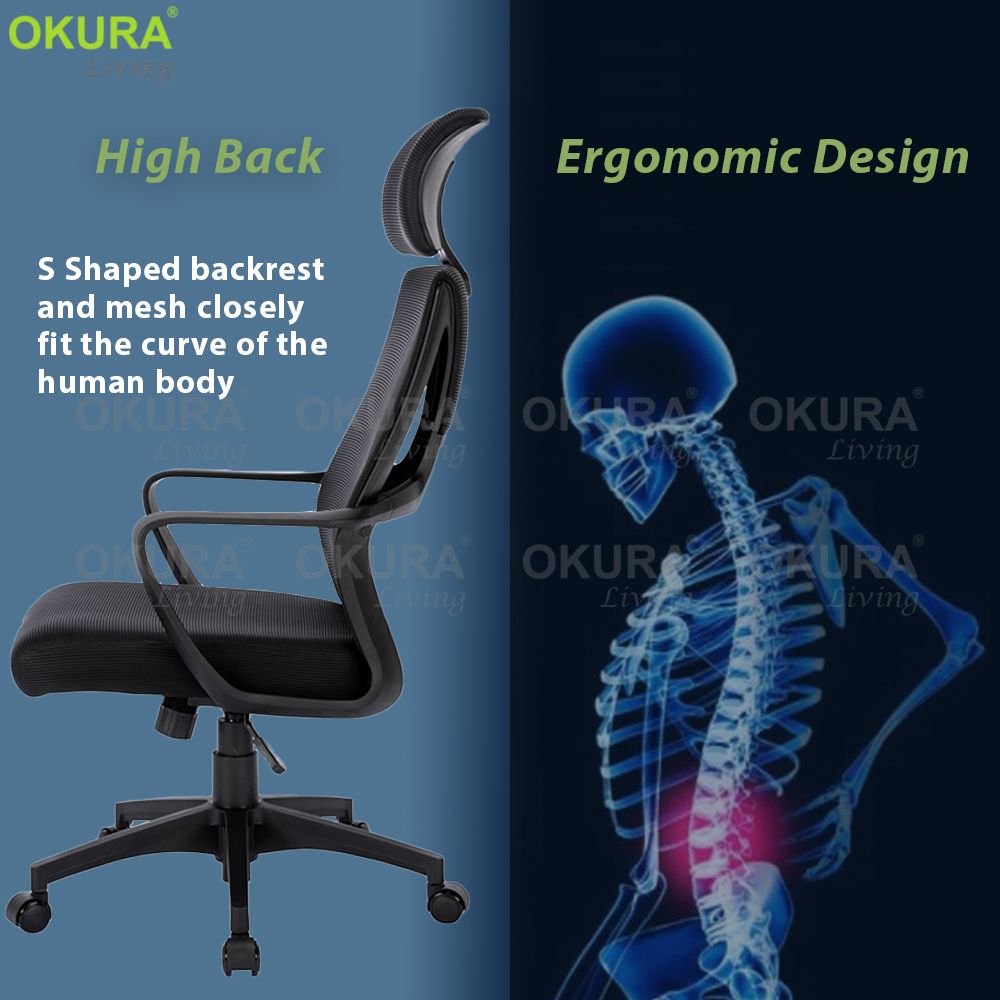 Ergonomic High Back Mesh Office Chair with Neckrest Minimalist