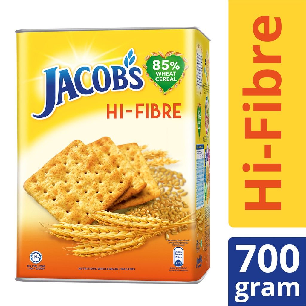 Biscuit Jacob's Low Sodium Hi Fibre Cracker tin 700g