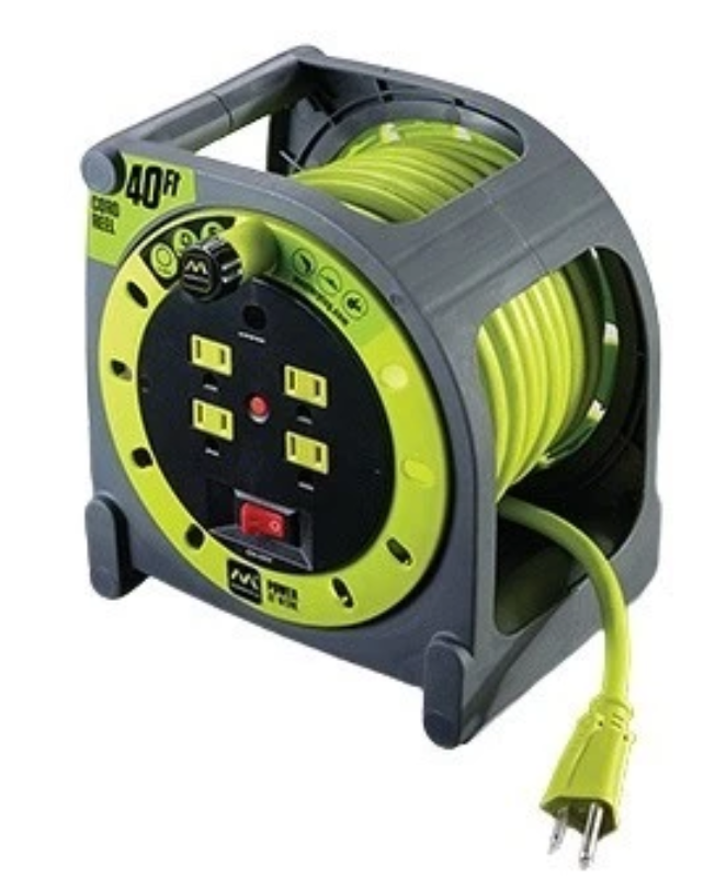 MASTERPLUG NEXUS CASE REEL / GREEN CABLE / 4 SOCKET / 15 METER