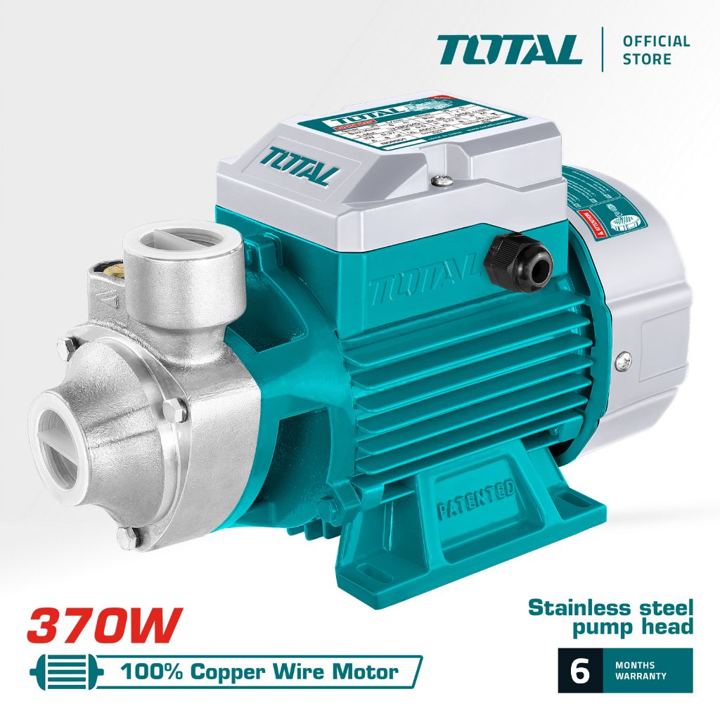 TOTAL PERIPHERAL PUMP STAINLESS STEEL PUMP HEAD COPPER WIRE MOTOR AND BRASS IMPELLER (370W/0.5HP) TWPS137062