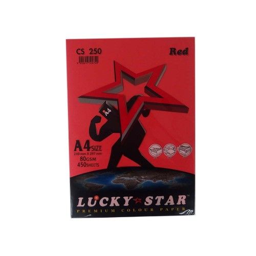 LUCKY STAR COLOUR PAPER A4 80GSM CS250 RED 450 SHEET