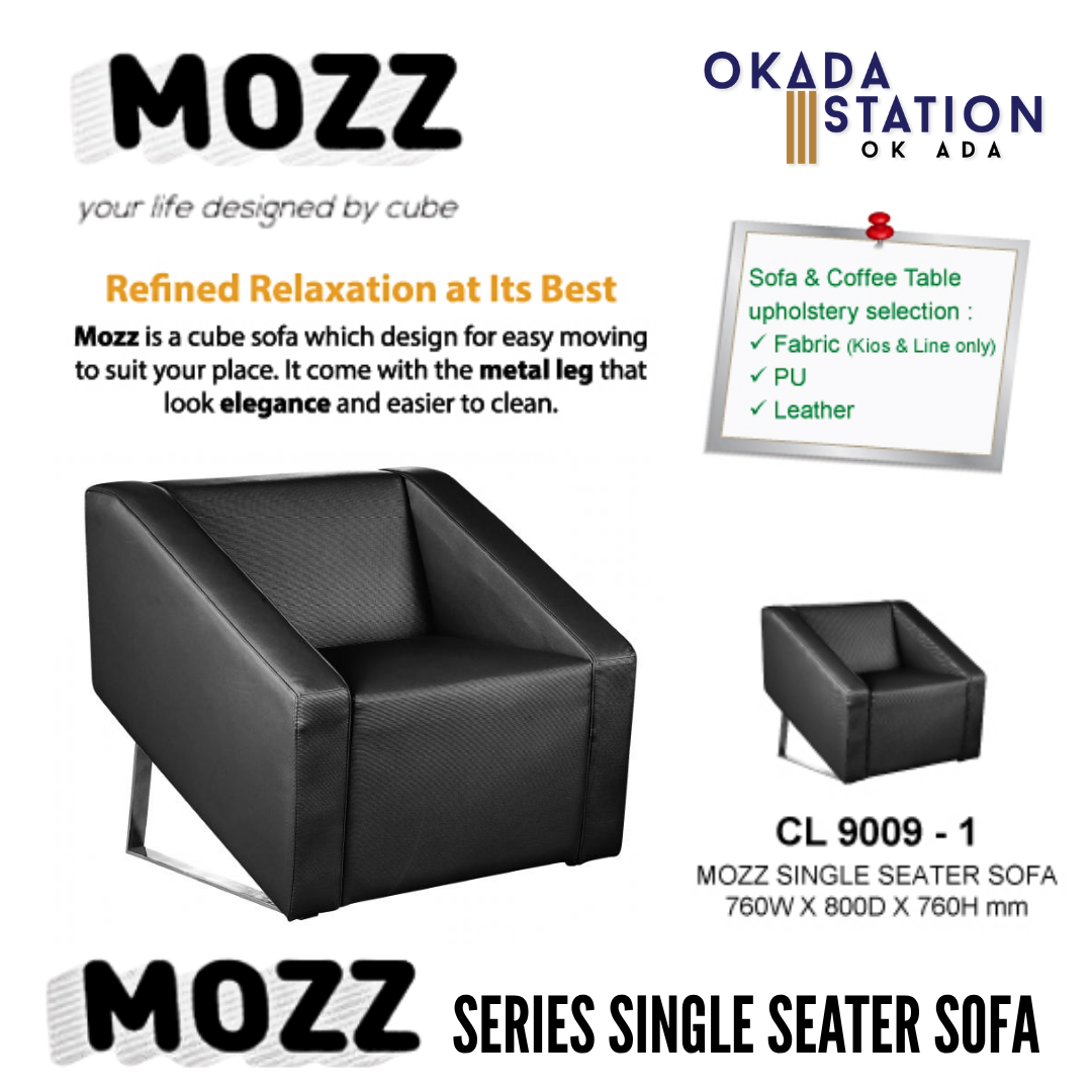 CLASSIC CHAIR MOZZ SERIES OFFICE SOFA - ALL SIZE / SINGLE SEATER / DOUBLE SEATER / TRIPLE SEATER / VISITOR SOFA / PU LEATHER / FABRIC / FABRIC KIOS / FABRIC LINE / SOFA PELAWAT / SOFA PEJABAT / SOFA / CL 9009-1 / CL 9009-2 / CL 9009-3 / MOZZ