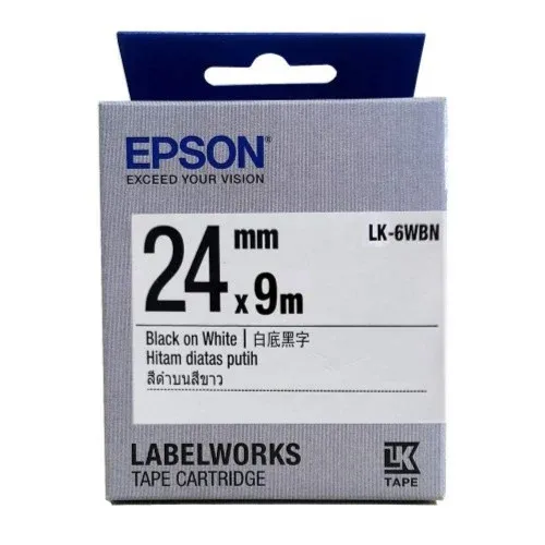 Epson LK-6WBN LabelWorks Tape - 24mm Black on White Tape (Item no: EPS LK-6WBN)