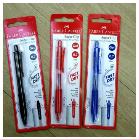 Faber-Castell Super Clip Gel Pen 0.5mm 0.7mm Black/Blue/Red
