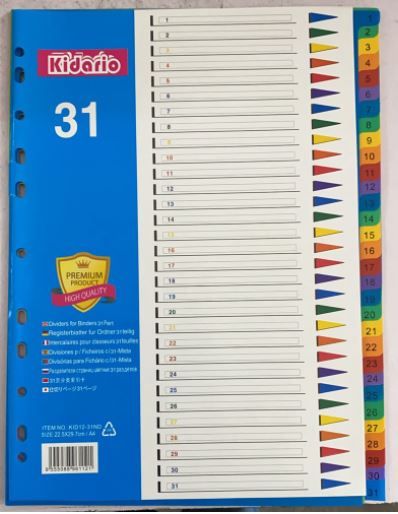 INDEX DIVIDER PP CLR 1-31
