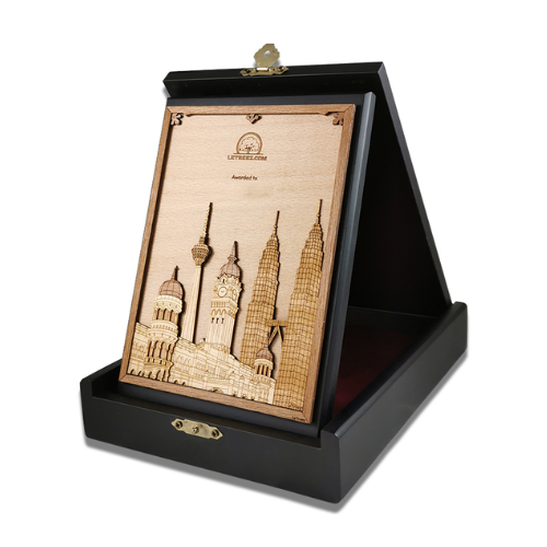 OEM Unique 2D Wood Veneer Boxed Plaque (Custom wording)