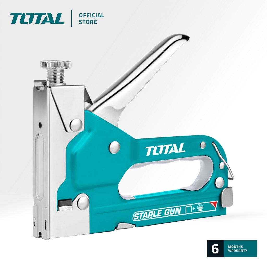TOTAL STAPLE GUN WITH ADJUSTABLE DRIVING FORCE D-TYPE STAPLES (11.3MM X 4MM-14MM X 0.7MM) THT311425
