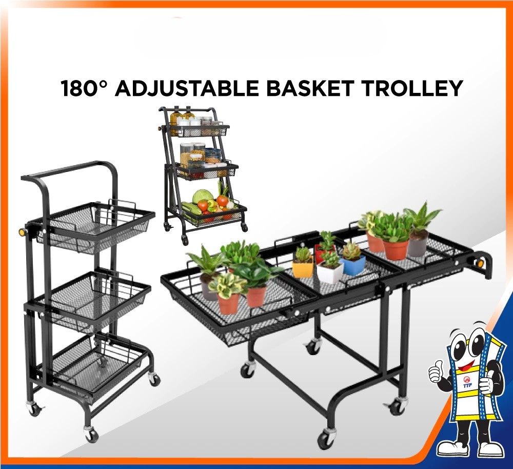 (180 ABT) Trolley Rack Foldable Rack Storage Rack Organizer For Plants / Kitchen Trolley