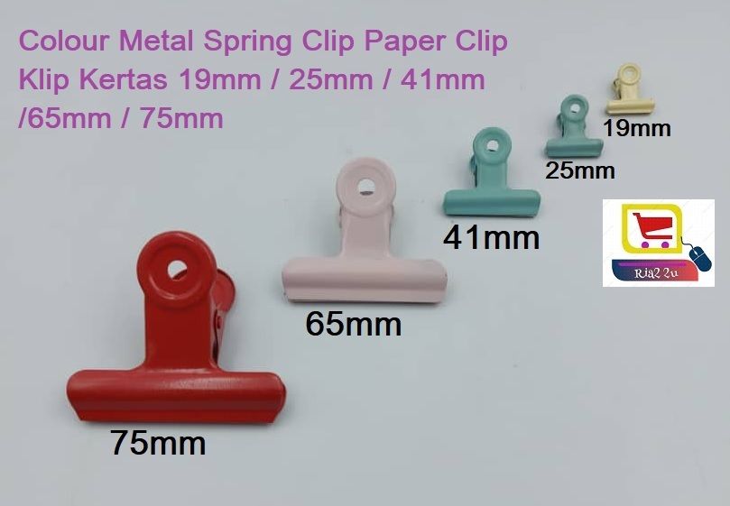 Colour Metal Spring Clip Paper Clip Klip Kertas 19mm / 25mm / 41mm /65mm / 75mm Paper Clip Klip Kertas (in PCS)