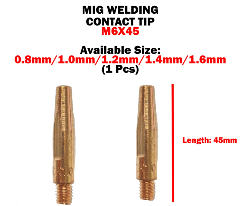 MIG WELDING TORCH CONTACT TIPS (M6X45)