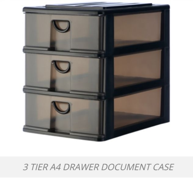 3 TIER A4 DRAWER DOA4 Size Black Transparent -6 units / carton