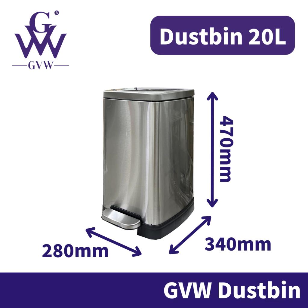 GVW 20L Kitchen Dustbin Stainless Steel