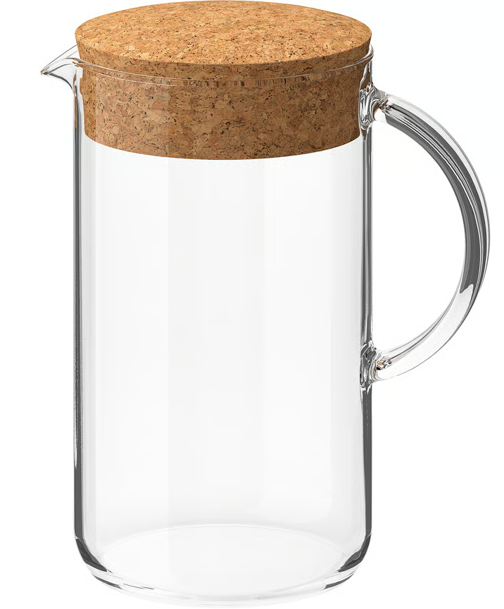 IKEA 365+ Jug with lid, clear glass/cork, 1.5 l