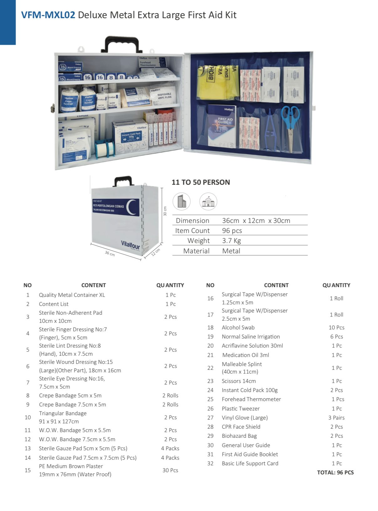 VTL Extra Large First Aid Kit (96pcs)