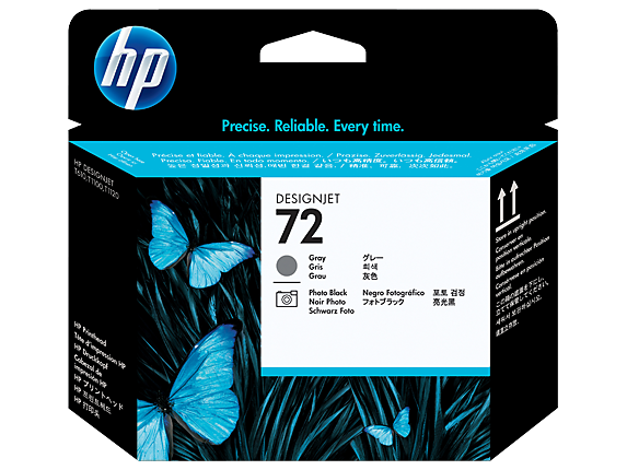 Genuine Malaysia HP Warranty - HP 72 Gray and Photo Black Printhead