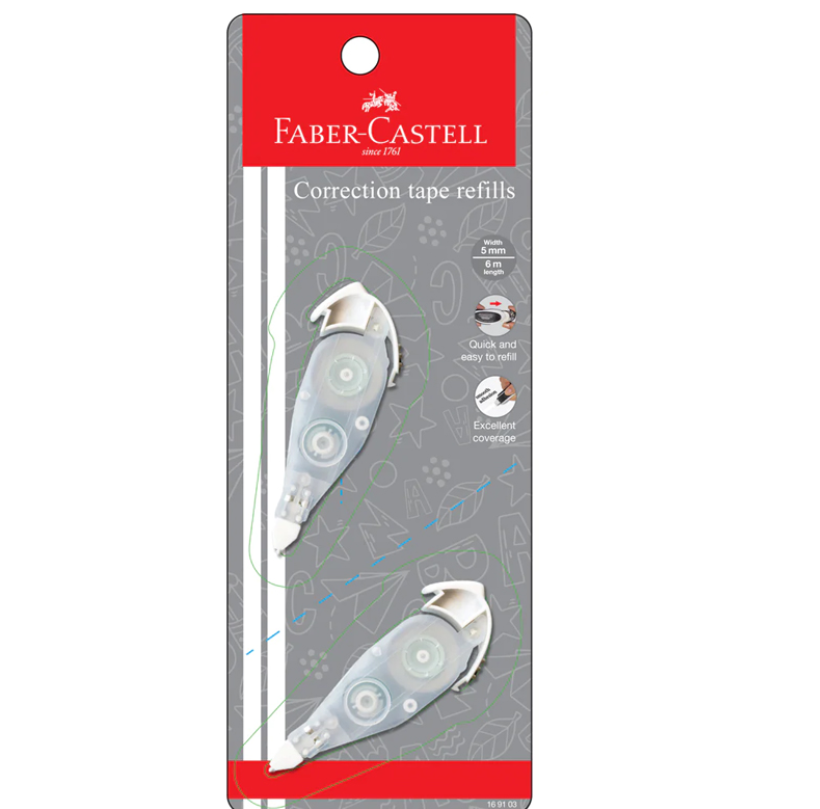 FABER-CASTELL 169103 CORRECTION TAPE REFILL 5MM X 6M (2PCS)