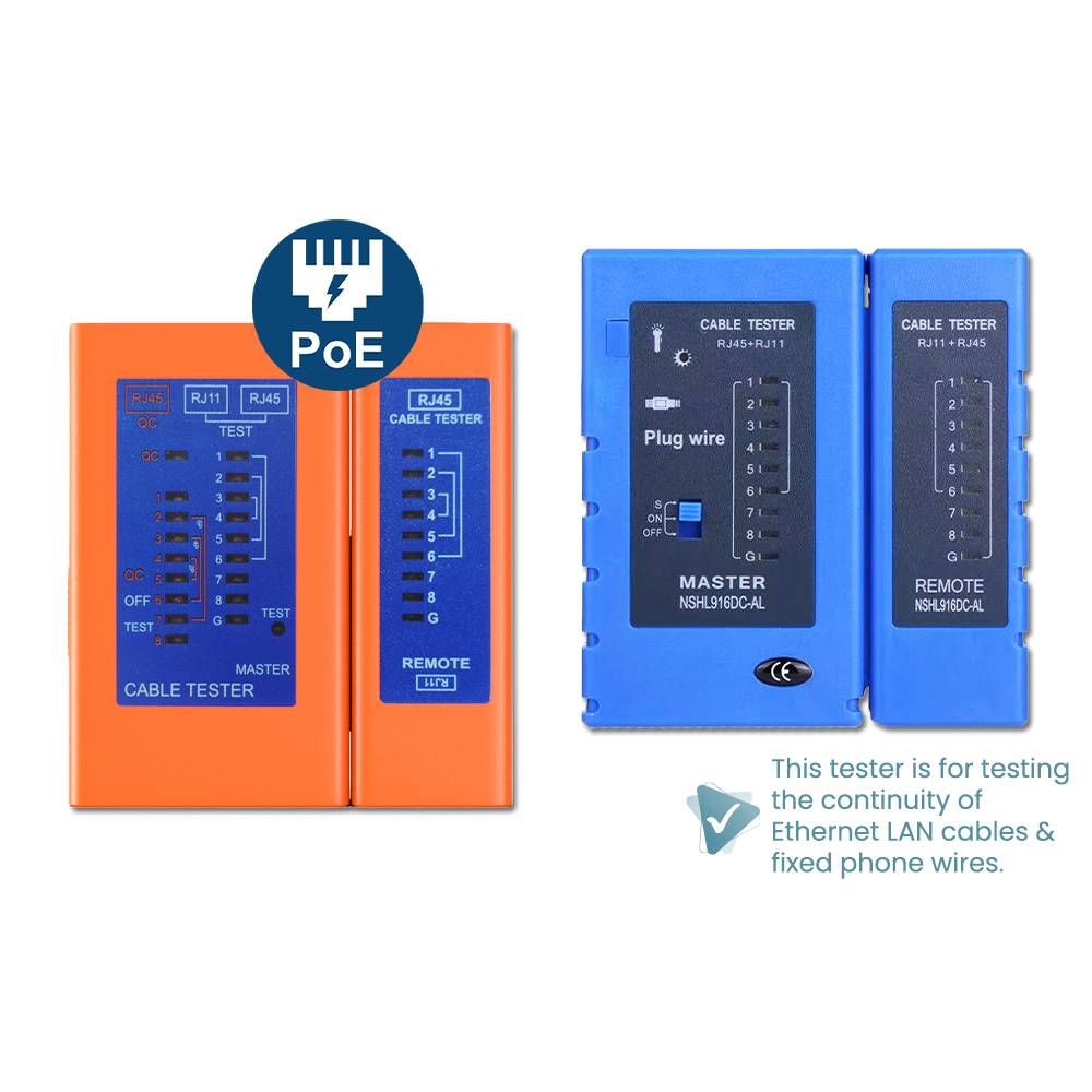 NETWORK CABLE TESTER RJ45 RJ11 POE SWITCH TESTER FOR ETHERNET LAN CABLE LANDLINE PHONE WIRE TESTING TOOL