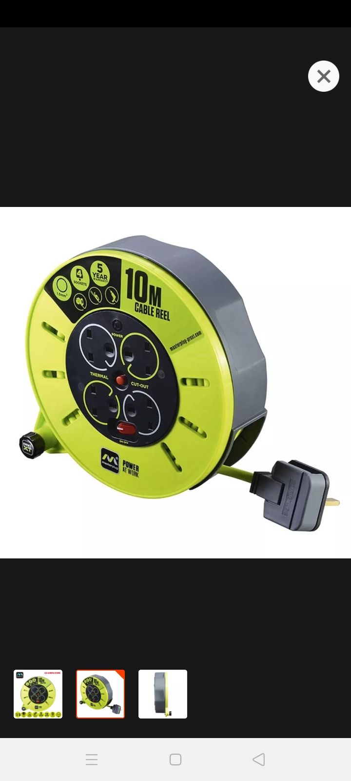 Ocha Masterplug 4 Gang Work Extension Case Reel Roller Cable / 4 Way Socket / 10M- Free Delivery Penindular only