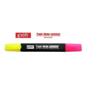 GSOFT TWIN HEAD HIGHLIGHTER PINK/YELLOW 10PCS/BOX