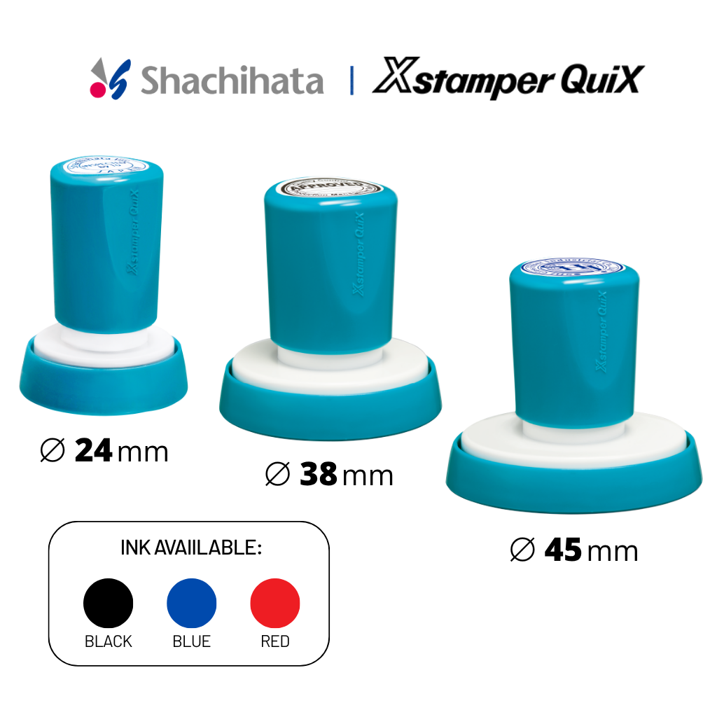 [PRE-ORDER] Xstamper QuiX Customized Round Stamp (24mm / 38mm / 45mm) - 3 Inks Colours 24mm, Red