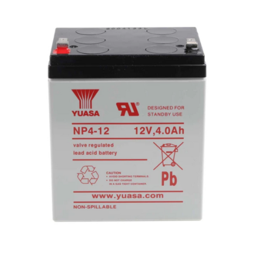 Yuasa 12V NP4-12 Faston 4.8mm Sealed Lead Acid Battery, 4Ah