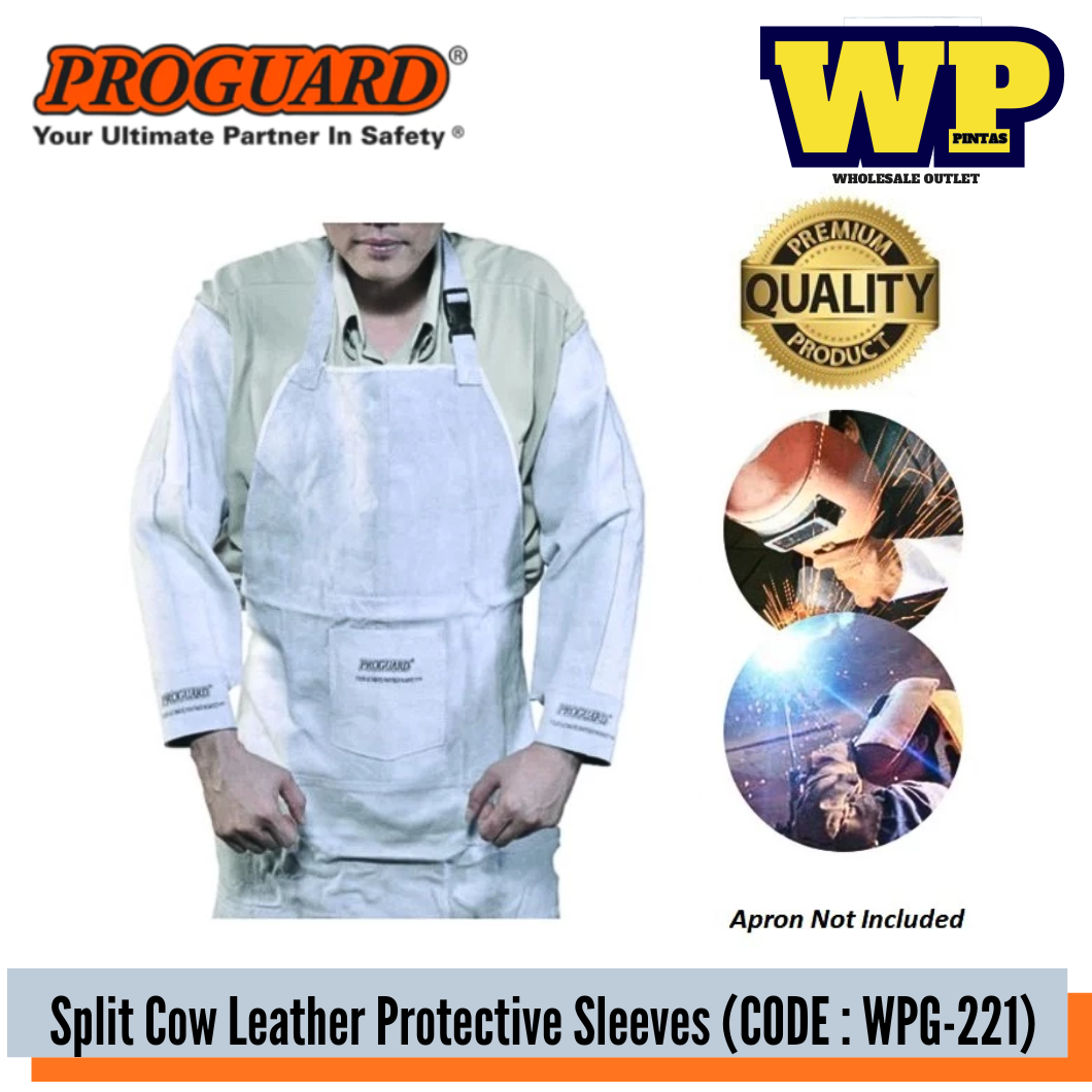 PROGUARD - SPLIT COW LEATHER PROTECTION SLEEVES / WELDING SLEEVES / ABRASION RESISTANCE SLEEVES / ADIABATIC SLEEVES / HEAT RESISTANT SLEEVES / ARM SAFETY SLEEVES / ARM PROTECTION / SLEEVES / WPG-221