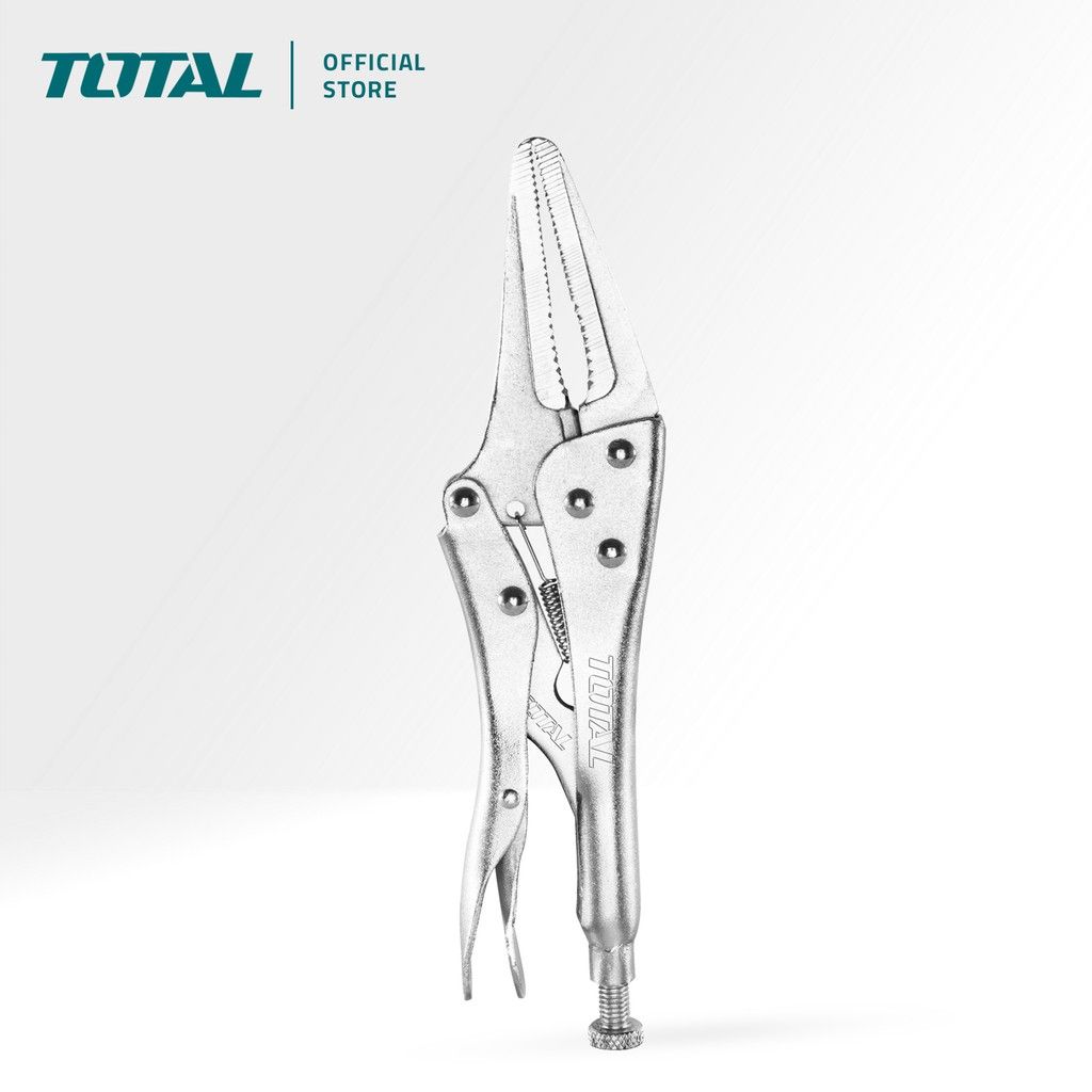 TOTAL LONG NOSE LOCKING PLIERS SUITABLE IN TIGHT SPACES TO CLAMP OR TWIST CARBON STEEL 38-48 HRC (9") THT19902