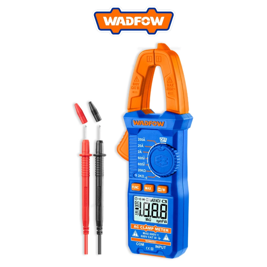 WADFOW DIGITAL AC CLAMP METER 2V/20V/200V/600V, AC/DC TRUE RMS2000 COUNTS DISPLAY WDM6501