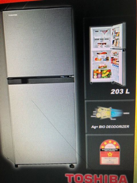 TOSHIBA REFRIGERATOR FRIDGE 203L 2-DOORS REFRIGERATOR FRIDGE GR-B22MP (SS)