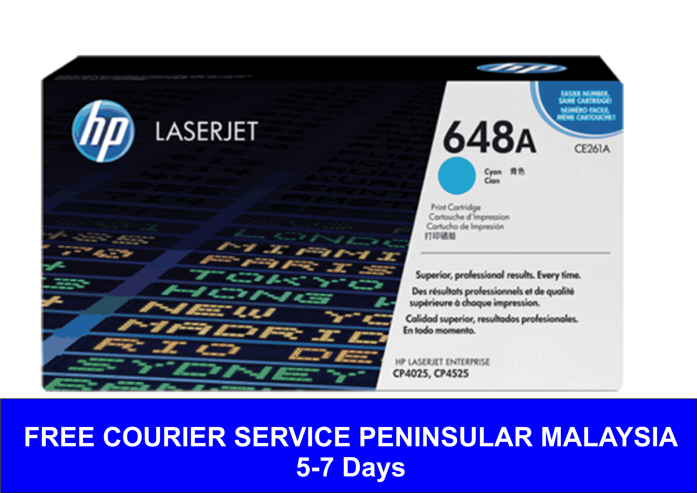 HP 648A Cyan Original LaserJet Toner Cartridge (CE261A)