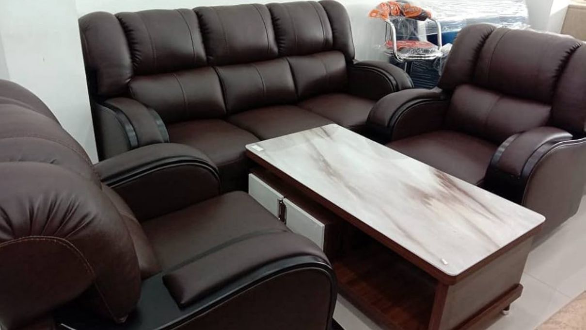 1+2+3 Seater Sofa Set PU Leather With Steel Leg