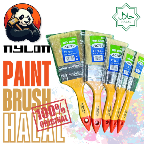Activ Brand Paint Brush 100% Nylon Guaranteed - Halal (1” 1 1/2” 2” 2 1/2” 3”)