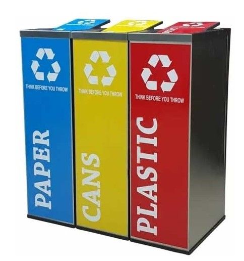 OEM STAINLESS STEEL FLIP TOP RECYCLE BIN C/W STICKER