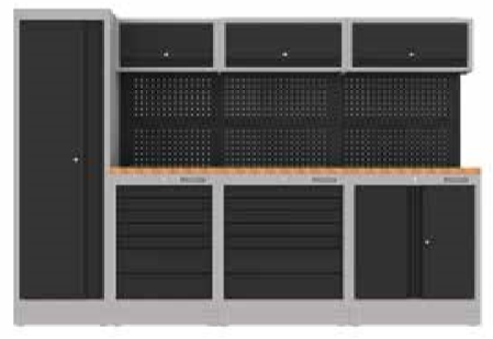 JONNESWAY 118" PROFESSIONAL ORGANIZED STORAGE MODULES/WOOD TABLETOP