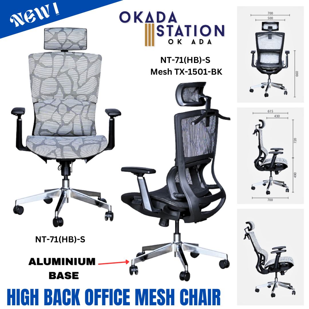LT ELANO CG PRIME GOLD STANDARD MESH CHAIR / NT-71(HB)-S / ERGONOMIC OFFICE HIGH BACK MESH CHAIR WITH ALUMINIUM BASE / OFFICE MESH CHAIR / HIGH BACK CHAIR / EXECUTIVE CHAIR / MESH CHAIR