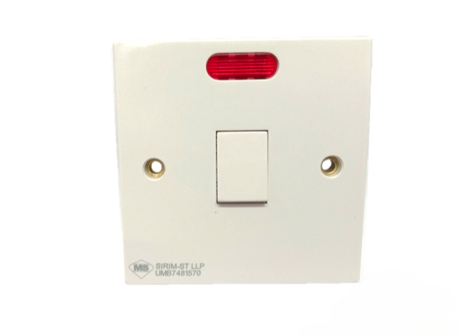 UMS WH220-N 10AX DOUBLE POLE SWITCH WITH NEON (FLUSH)