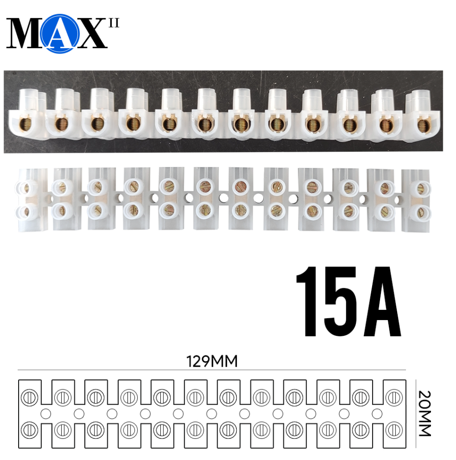MAX-II PVC TERMINAL BLOCK CONNECTOR 15A 380V