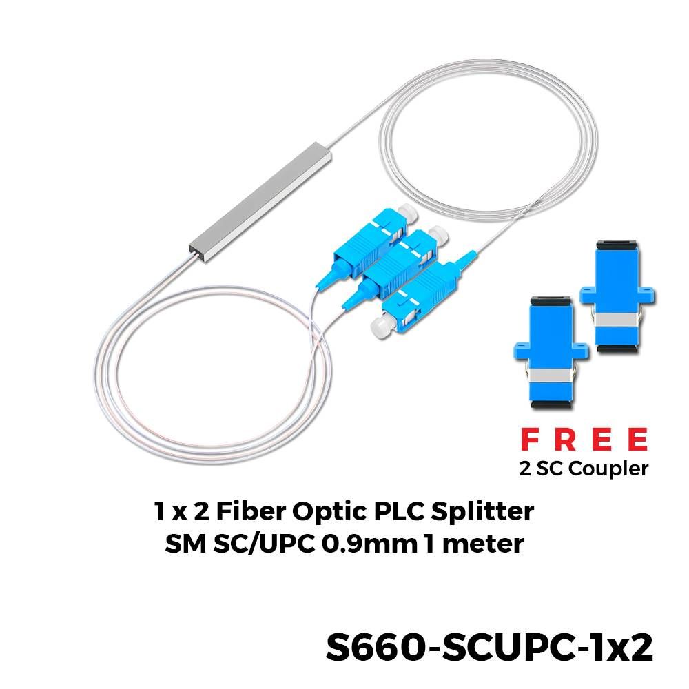 1X2 / 1X4 / 1X8 / 1X16 / 1X32 FIBER OPTIC PLC SPLITTER SM SC/UPC & SC/APC 0.9MM 1 METER