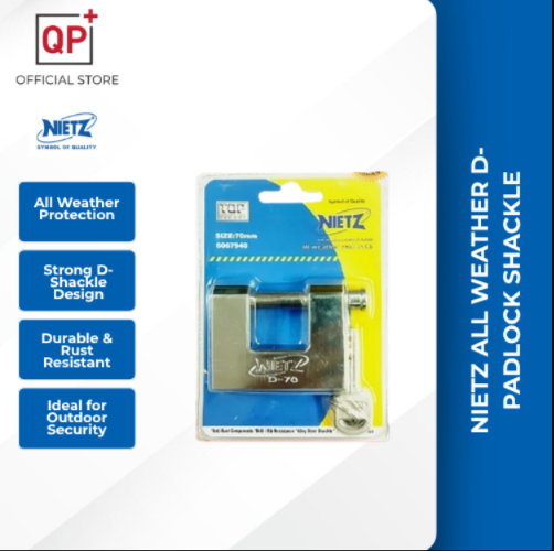 NIETZ ALL WEATHER D-PADLOCK 60MM 70MM HEAVY DUTY D-LOCK PADLOCK l MANGGA KUNCI l 挂锁-60MM D-SHACKLE