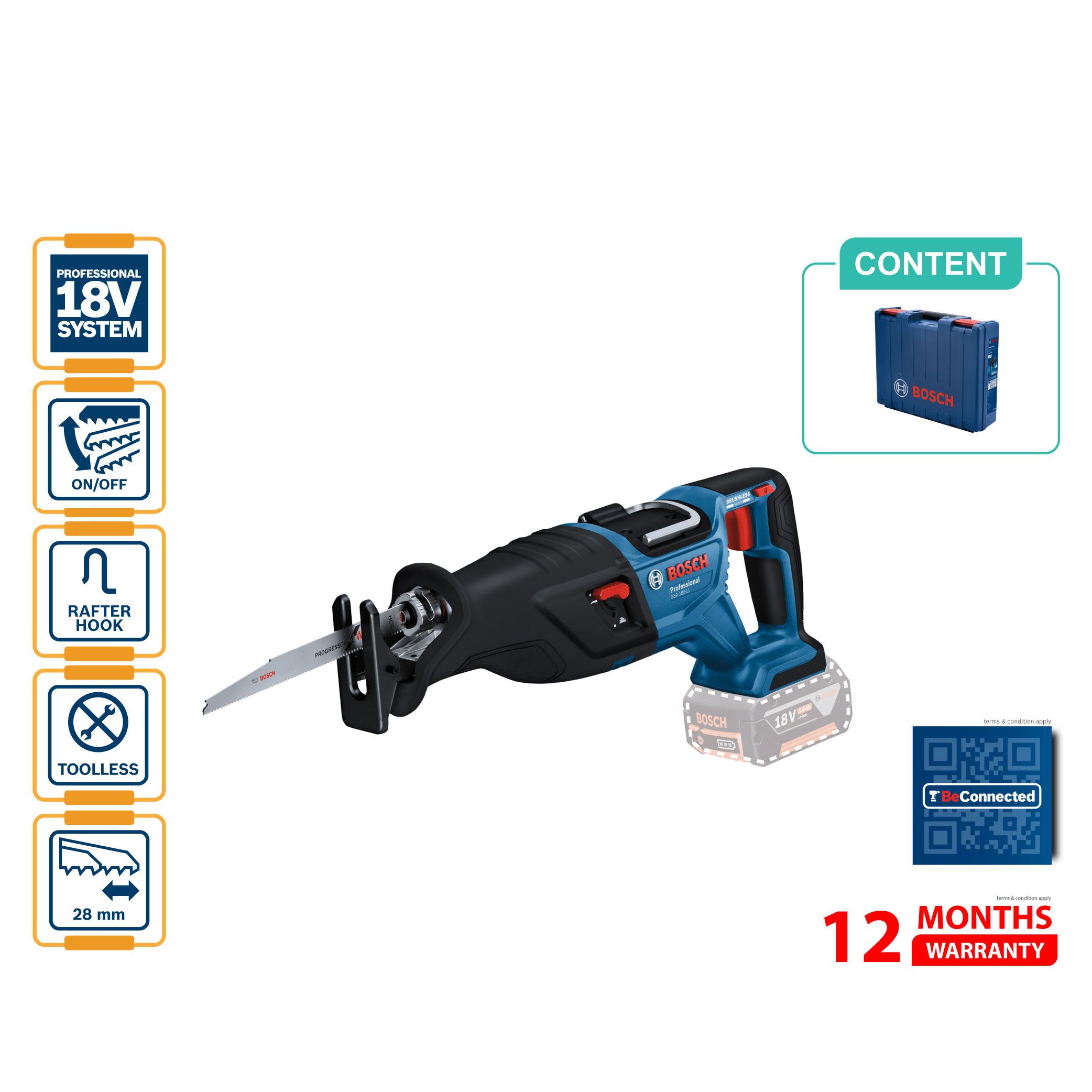 BOSCH GSA 185 LI Cordless Reciprocating Saw (Solo) - 06016C00L1
