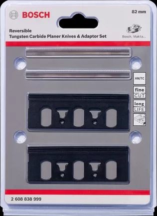 BOSCH Reversible Tungsten Planer Knives & Adaptor Set 82mm planer blade