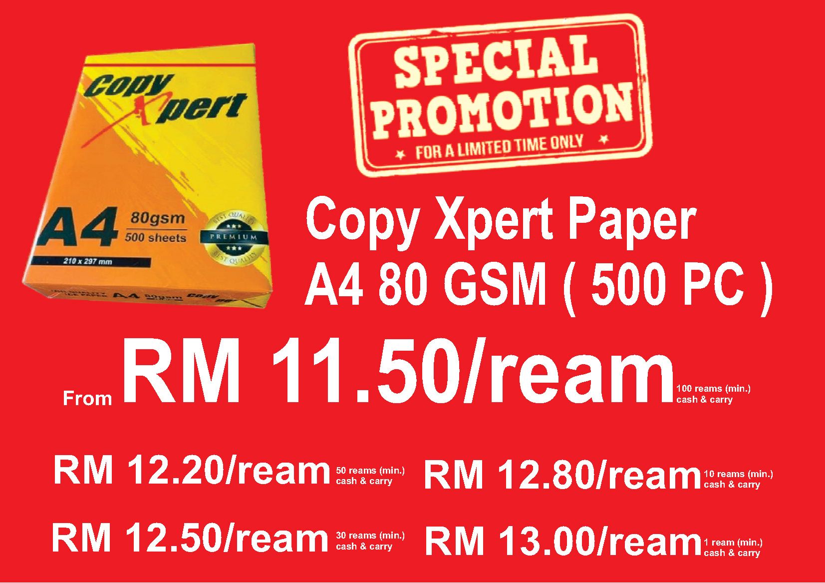 Copy Xpert A4 COPIER PAPER (80 GSM) 2500 SHEET / 5 REAM / 1 BOX - KERTAS A4 OFFICE PAPER fro Kuala Lumpur & Selangor Only