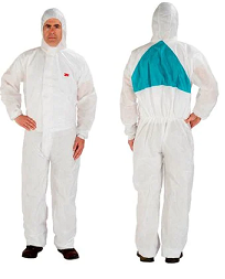 3M™ Disposable Protective Coverall 4520-L, White/Green Type / Size L