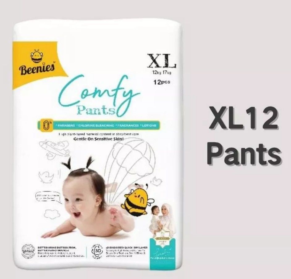 Beenies Comfy Pants CONVENIENCE Pack Lampin Bayi Jenis Seluar Pek Kemudahan / Baby Diapers Pants M-XXL 1 Single Pack XL12 Pants 1Pack New SL-11100-11103-NEW-PCK-KK