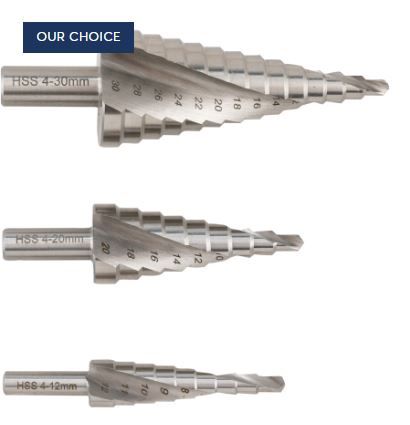 Sherwood Step Drill Set, 4mm to 30mm, High Speed Steel, Set of 3 SHR0190260K
