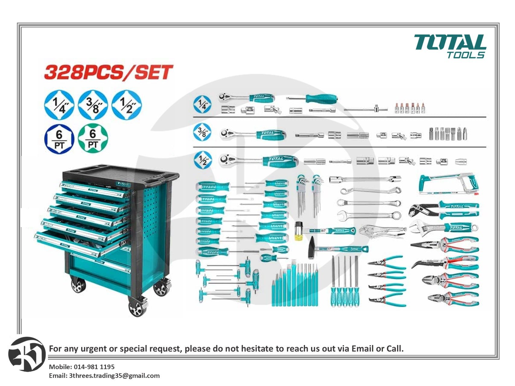 TOTAL 328 Pcs Tool Chest Set THPTCS73281