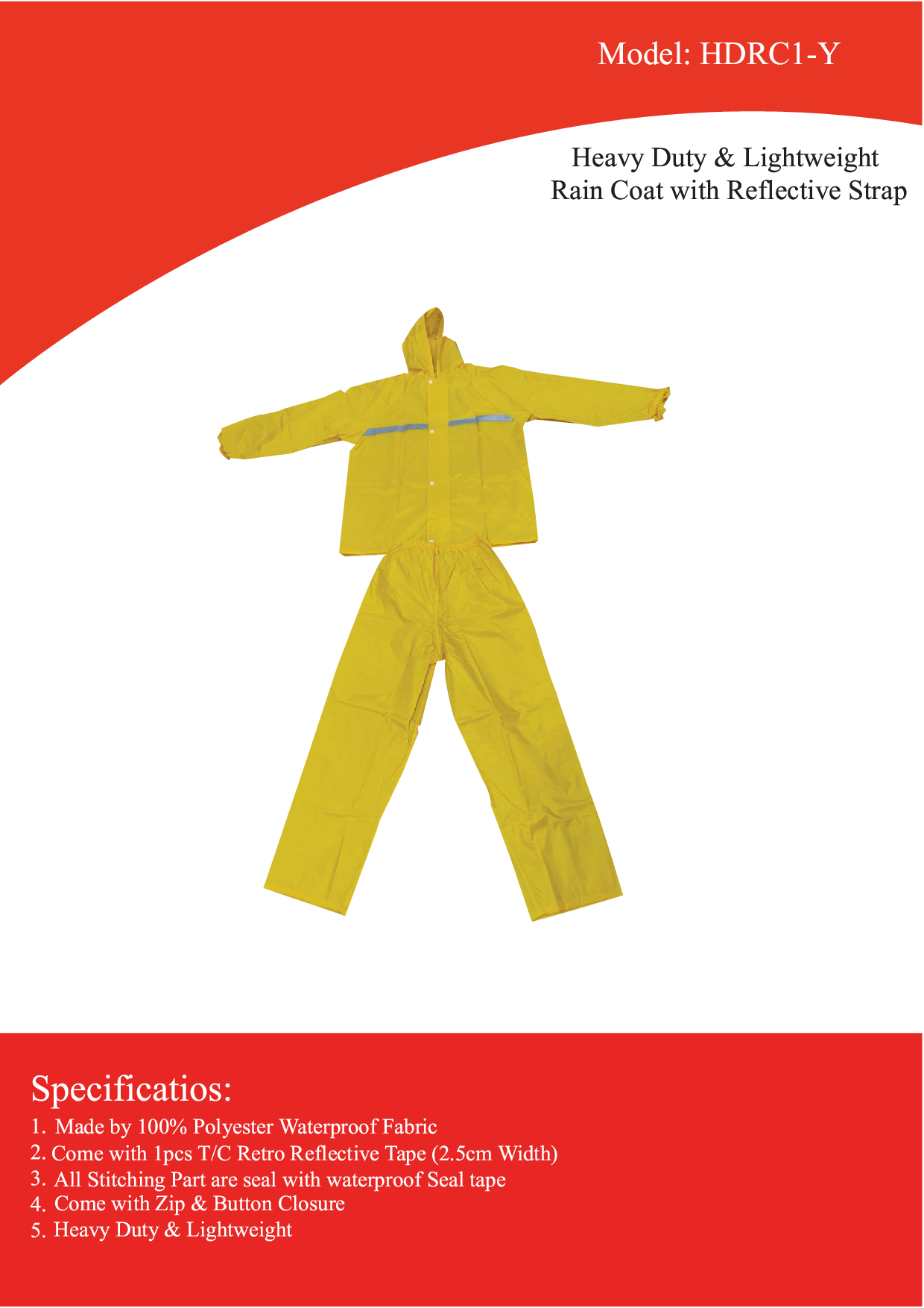 Fiber Optic Malaysia Rescuer safety Raincoat HDRC1-Y catalog img1